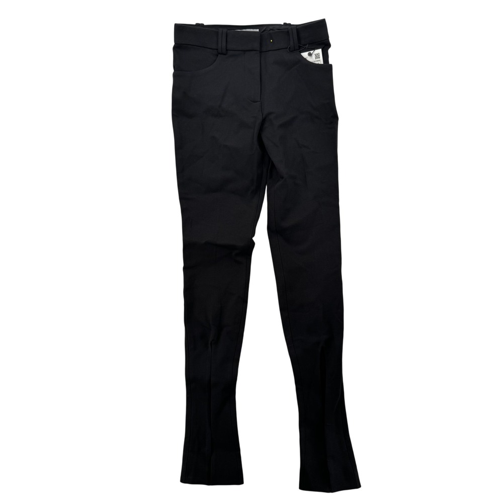 Zara Womens XS Black Skinny Split Hem Pants High Rise Stretch Viscose 8875/968